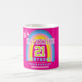 Regenbogen 21 Geburtstag Hot Pink Kaffeetasse