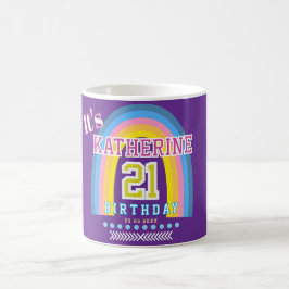 Regenbogen 21 Geburtstag Lila Kaffeetasse