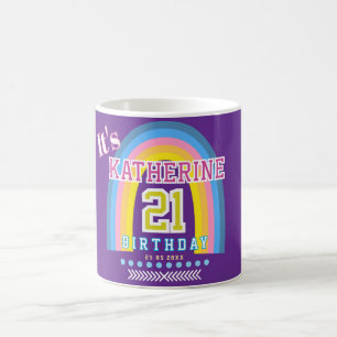 Regenbogen 21 Geburtstag Lila Kaffeetasse