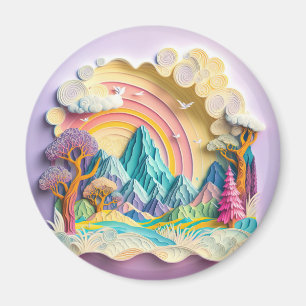 Regenbogen-3D-Illusion Natur-falscher Papierschnit Magnet