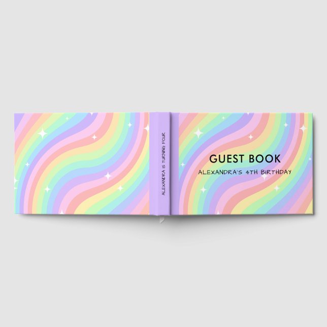 Regenbogen 4. Geburtstags Mädchen Viertes Gästebuch (Voll)