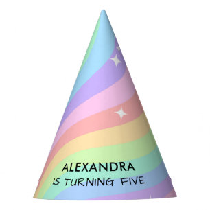Regenbogen 5. Geburtstags Mädchen vierte Partyhütchen