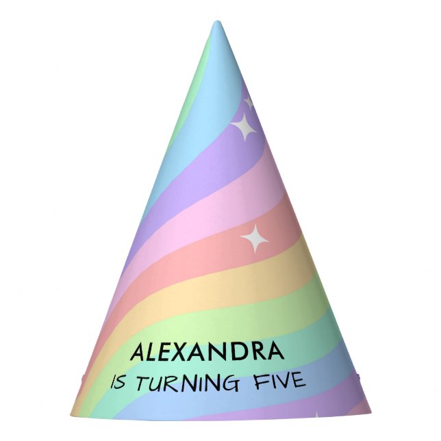 Regenbogen 5. Geburtstags Mädchen vierte Partyhütchen (Vorderseite)