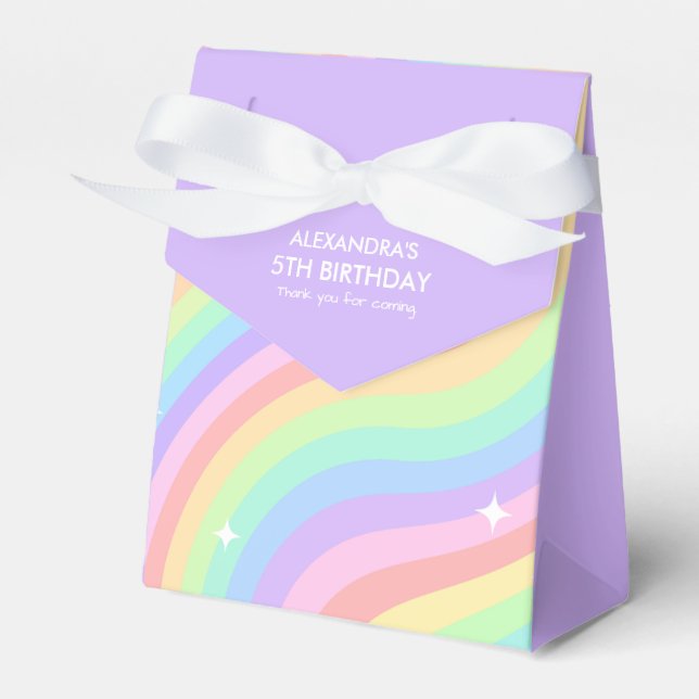 Regenbogen 5. Geburtstagsfeier Mädchen Vierte Geschenkschachtel (Vorderseite)