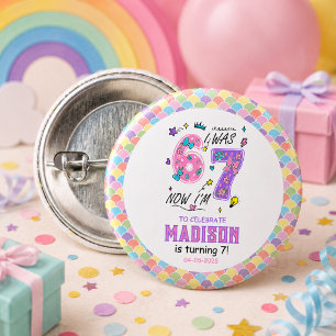 Regenbogen 7. Geburtstag   Ich war 6, jetzt 7   Ki Button