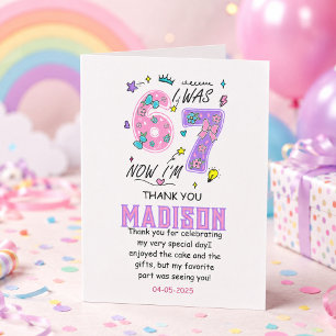 Regenbogen 7. Geburtstag „Ich war 6, jetzt 7“ Pa Dankeskarte