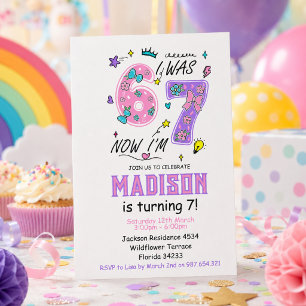 Regenbogen 7. Geburtstag   „Ich war 6, jetzt 7“ Pa Einladung