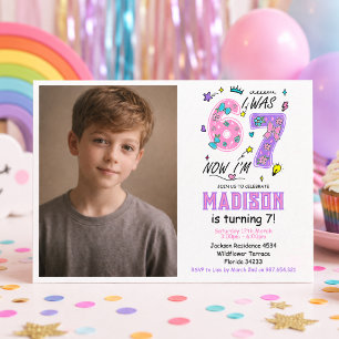 Regenbogen 7. Geburtstag   „Ich war 6, jetzt 7“ Pa Einladung