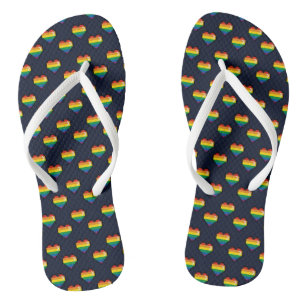 Regenbogen 8 Bit Herzstück Muster Flip Flops