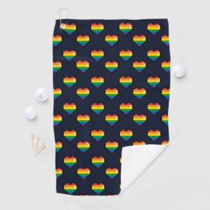Regenbogen 8 Bit Herzstück Muster Golfhandtuch