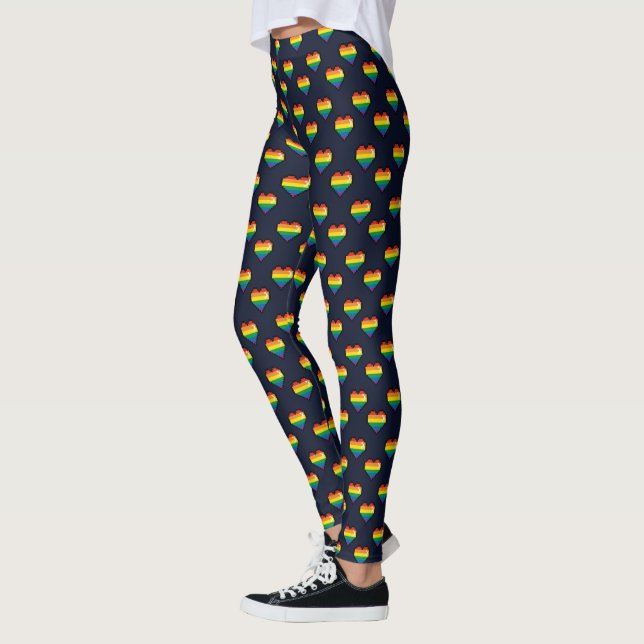 Regenbogen 8 Bit Herzstück Muster Leggings (Links)