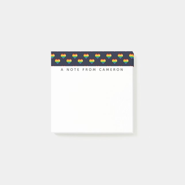 Regenbogen 8 Bit Herzstück Muster Post-it Klebezettel (Vorderseite)