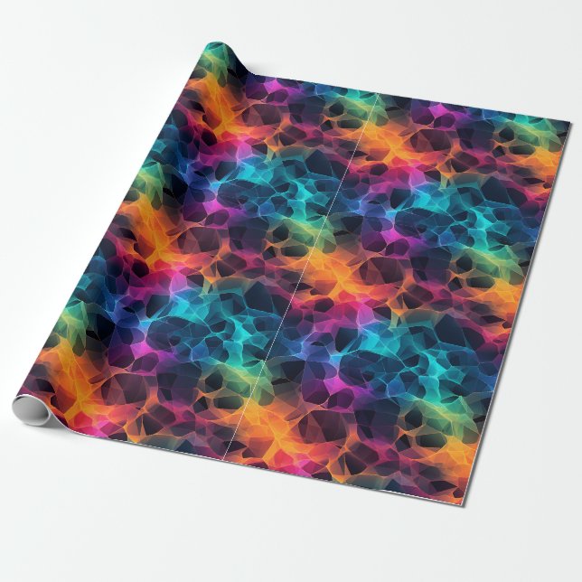 Regenbogen-Abstrakt auf Schwarz Geschenkpapier (Ungerollt)