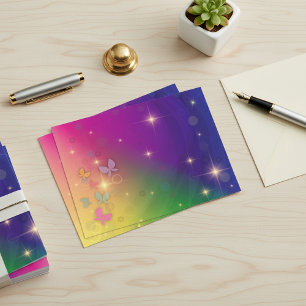 Regenbogen Abstrakt Feenlichter Schmetterlinge Gli Postkarte