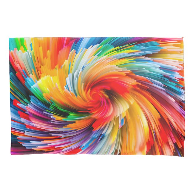 Regenbogen Abstrakt Lebendiger Wirbel Modern Kissenbezug (Vorderseite)