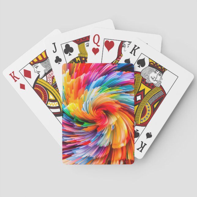 Regenbogen Abstrakt Lebendiger Wirbel Modern Spielkarten (Rückseite)