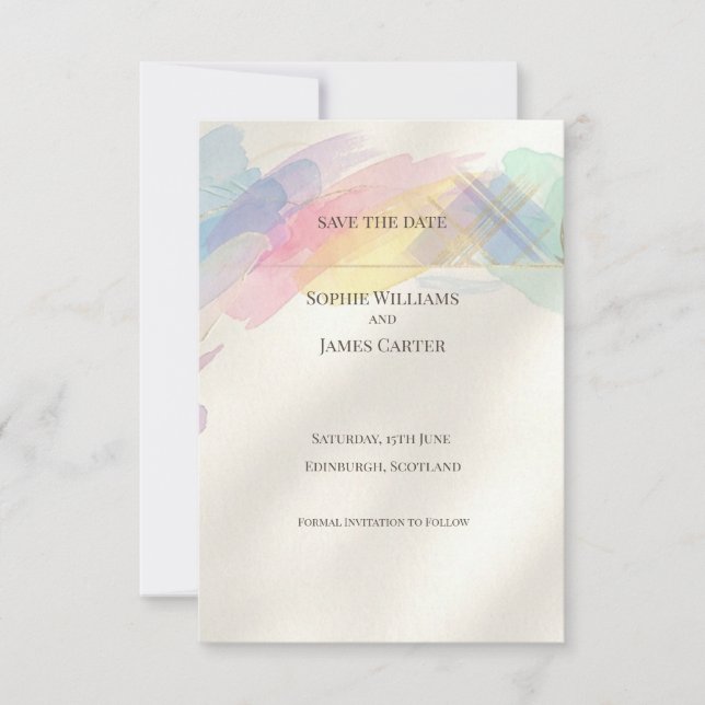 Regenbogen-Abstrakt Save-the-Date-Karte Save The Date (Vorderseite)