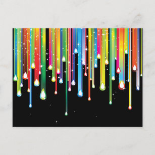 Regenbogen ~ Abstrakte Farbspektrum Rain Juwelen Postkarte