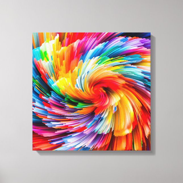 Regenbogen-Abstrakte Lebendige Spirale Modern Leinwanddruck (Vorderseite)
