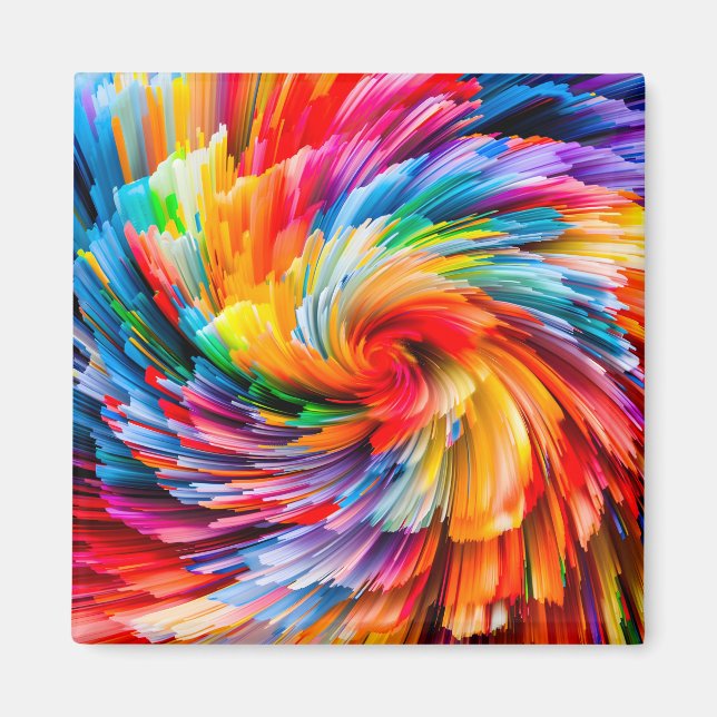 Regenbogen-Abstrakte Lebendige Spirale Modern Magnet (Vorne)