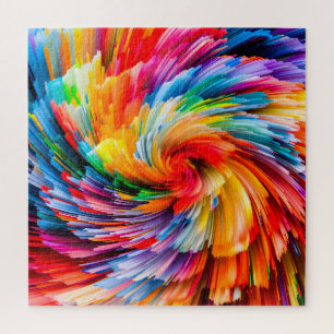 Regenbogen-Abstrakte Lebendige Spirale Modern Puzzle