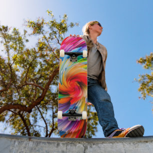 Regenbogen-Abstrakte Lebendige Spirale Modern Skateboard