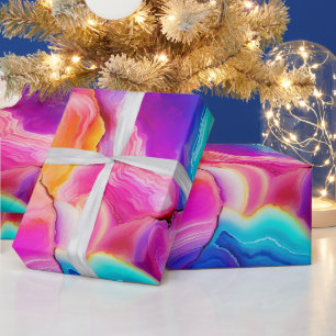 Regenbogen-Achat   Lebendiges abstraktes Steinmust Geschenkpapier
