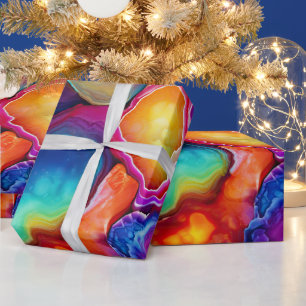 Regenbogen-Achat   Lebendiges abstraktes Steinmust Geschenkpapier