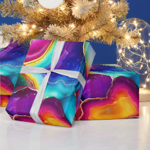 Regenbogen-Achat Lebendiges abstraktes Steinmust Geschenkpapier