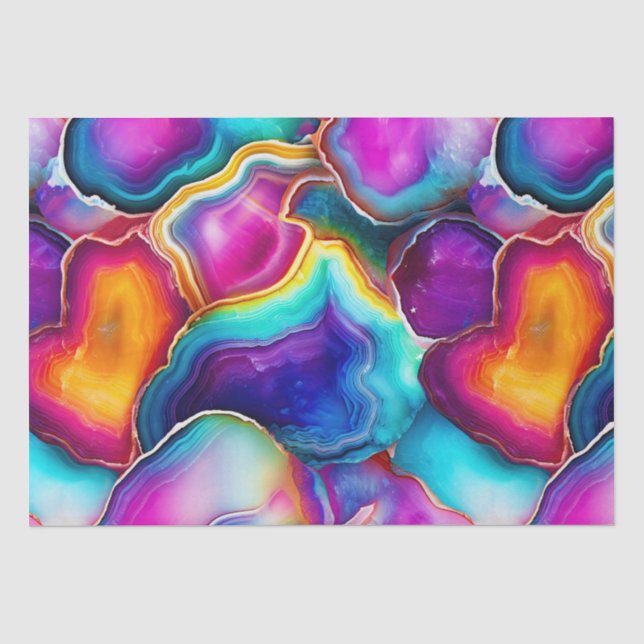 Regenbogen-Achat | Lebendiges abstraktes Steinmust Seidenpapier (Vorderseite)