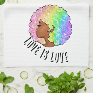Regenbogen Afro LGBTQ Liebe ist Liebe Stolz schwar Geschirrtuch