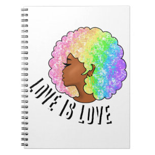 Regenbogen Afro LGBTQ Liebe ist Liebe Stolz schwar Notizblock