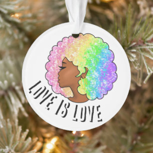 Regenbogen Afro LGBTQ Liebe ist Liebe Stolz schwar Ornament