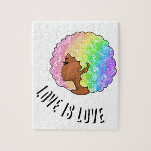 Regenbogen Afro LGBTQ Liebe ist Liebe Stolz schwar Puzzle