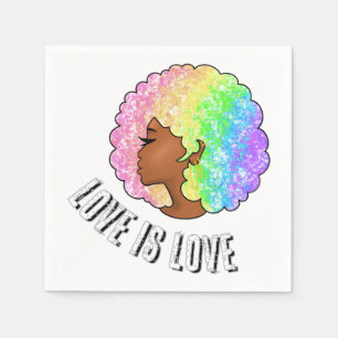 Regenbogen Afro LGBTQ Liebe ist Liebe Stolz schwar Serviette