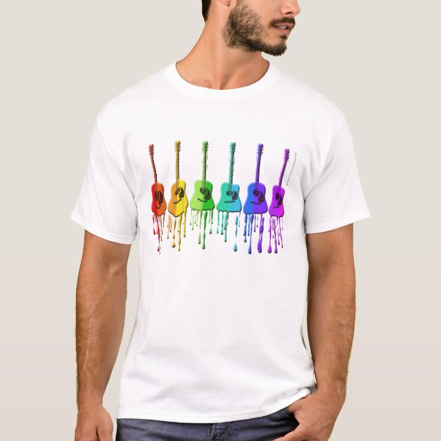 Regenbogen-Akustikgitarre-Shirt T-Shirt (Vorderseite)