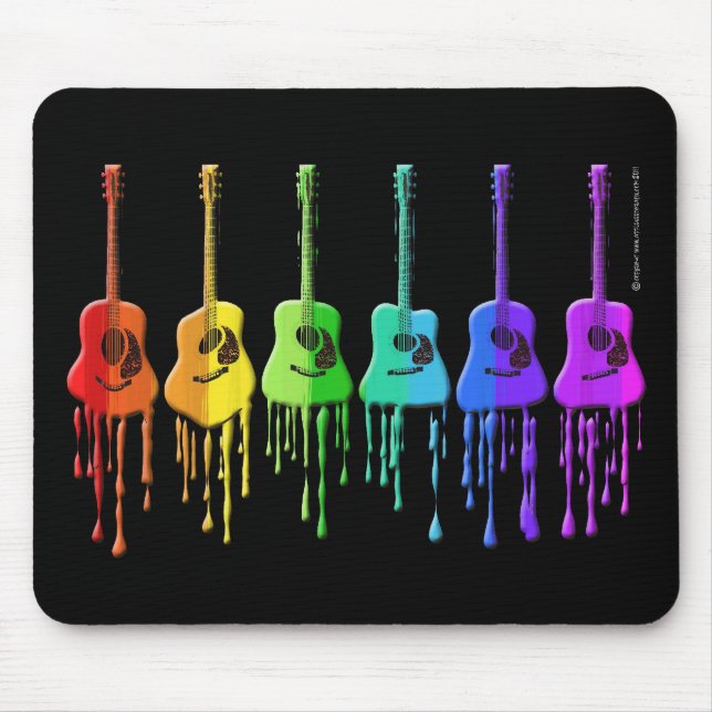 Regenbogen-Akustikgitarren Mousepad (Vorne)