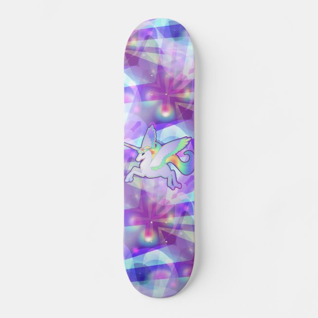 Regenbogen Alicorn Skateboard (Vorderseite)