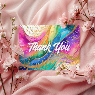 Regenbogen-Alkohol-Tinte-Birthday-Dankeschön Postkarte