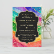 Regenbogen-Alkohol-Tinte Gold-Glitter-Hochzeit