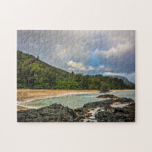 Regenbogen am Lumaha'i Beach, Kauai, Hawaii Puzzle (Horizontal)