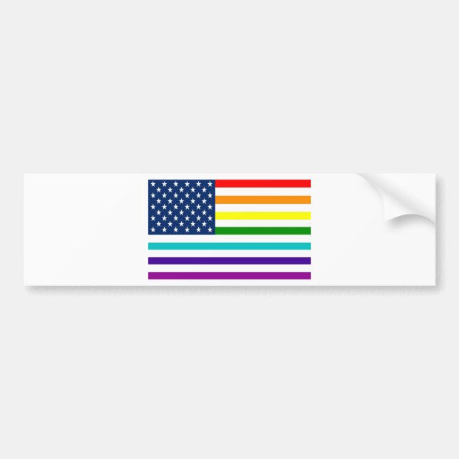 Regenbogen-amerikanische Flagge Autoaufkleber (Vorne)