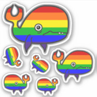 Regenbogen Ängstliches, aber stolzes Whale-Aufkleb