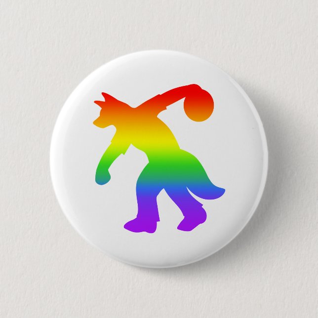 Regenbogen-anthropomorpher Hunde- Bowlings-Knopf Button (Vorderseite)