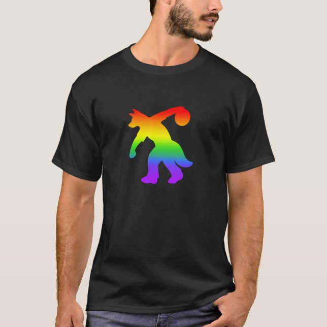 Regenbogen-anthropomorphes Hunde- Bowlings-Shirt T-Shirt (Vorderseite)