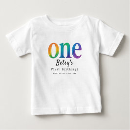 Regenbogen-Aquarell 1. Geburtstag | Buntes Baby T-shirt