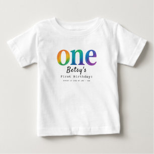 Regenbogen-Aquarell 1. Geburtstag   Farbiger Nachw Baby T-shirt
