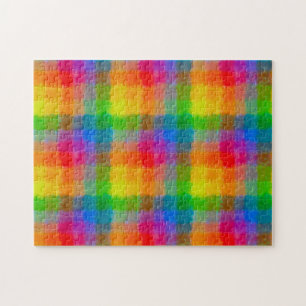 Regenbogen-Aquarell-gewebte Quadrate Puzzle