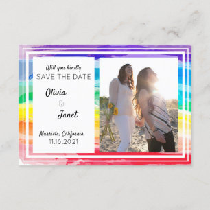 Regenbogen-Aquarell Hochzeit Save The Date FOTO Einladung