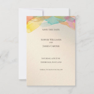 Regenbogen-Aquarell-Karte zur Vorabanzeige des Hoc Save The Date